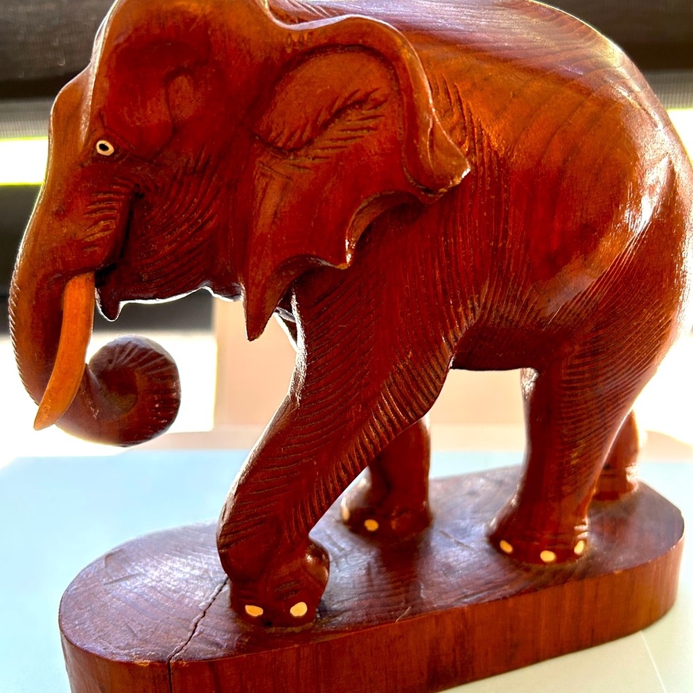 Hand carved wood Elephant